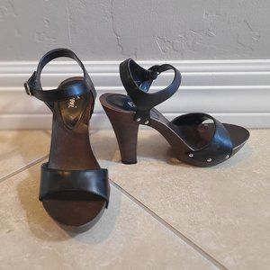Fioni Wooden Stud Strappy Heels